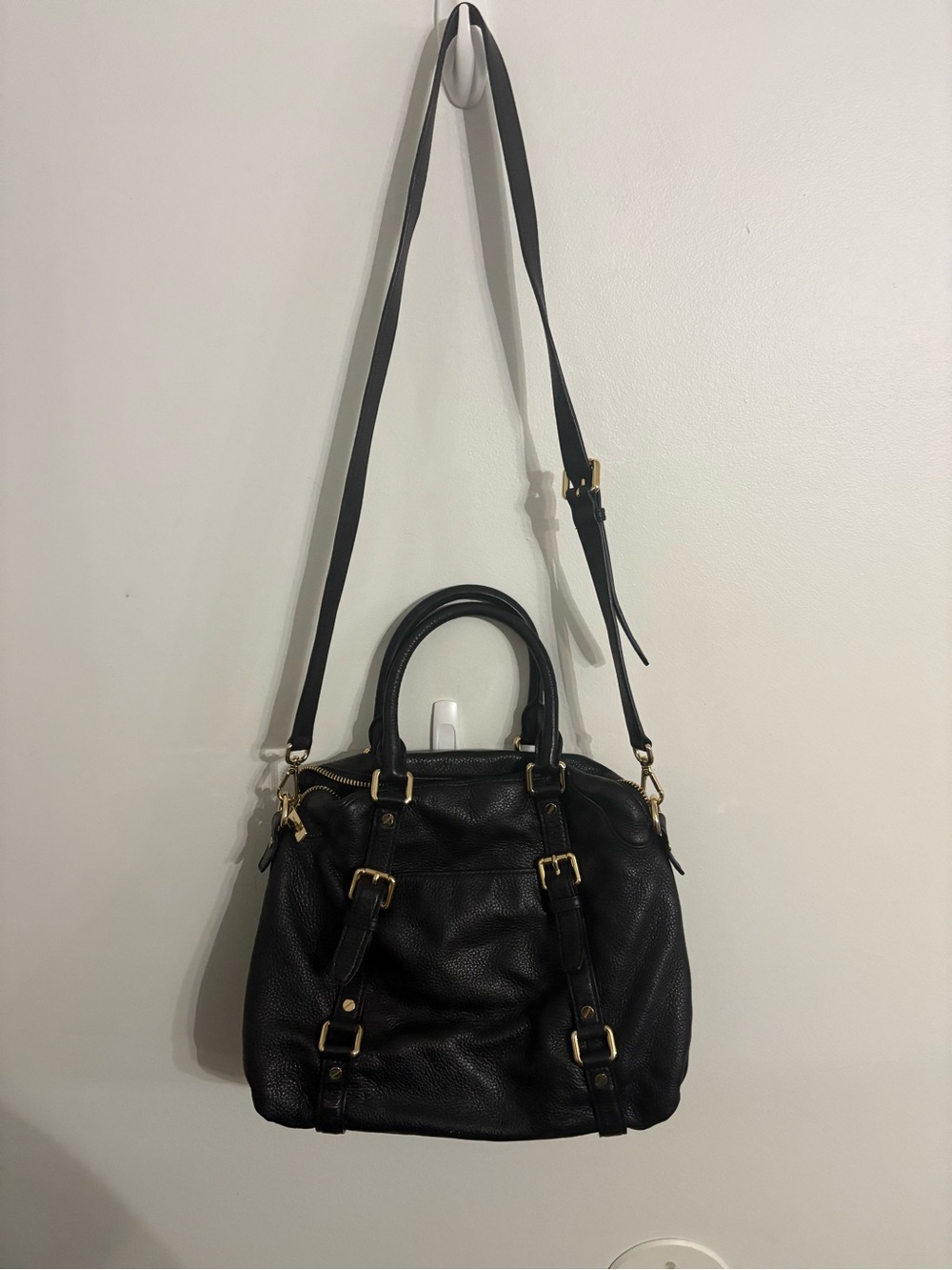 Michael Kors Black Bedfor Leather Satchel with Gold Hardware EUC - Picture 7 of 7